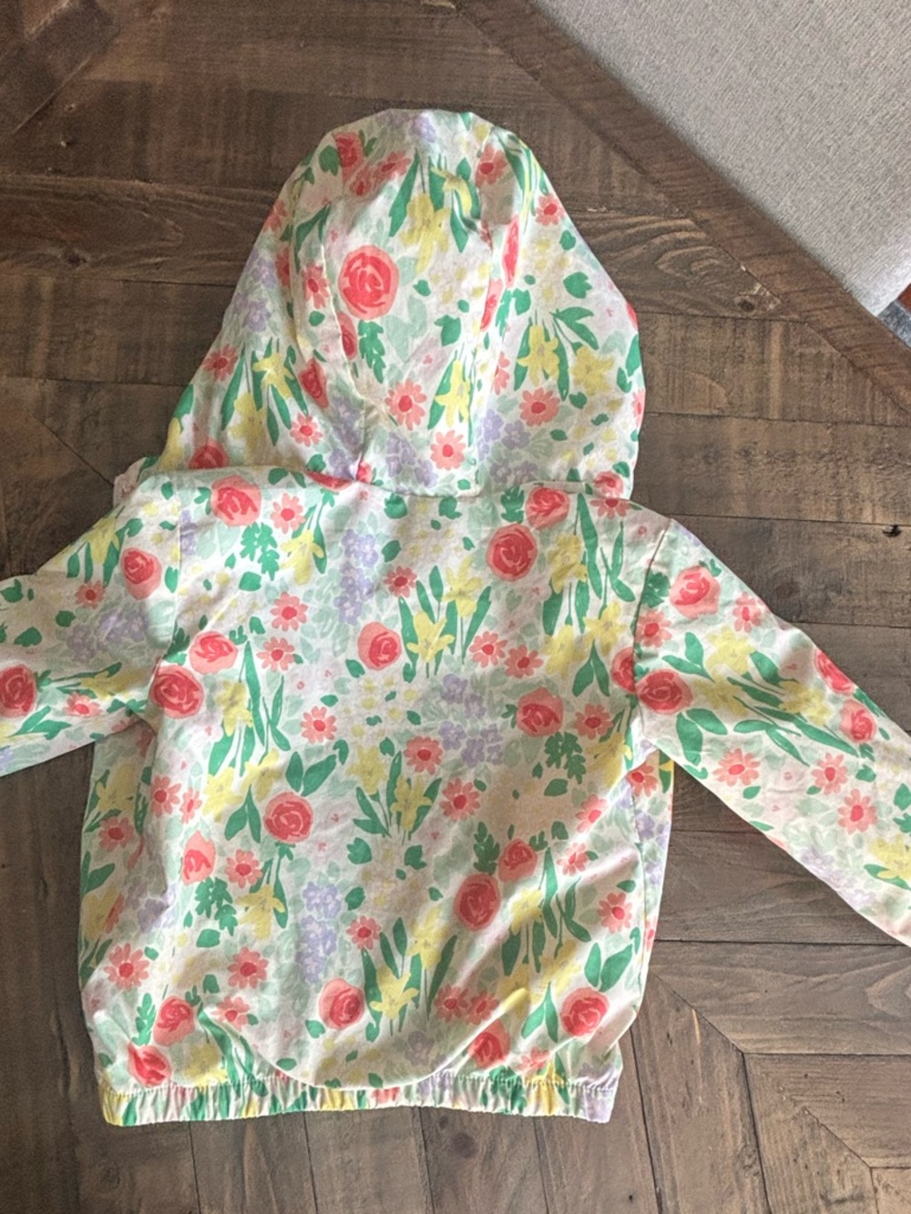 Cat & Jack Floral Hooded Raincoat - Pink, Yellow, Green - Picture 2 of 3